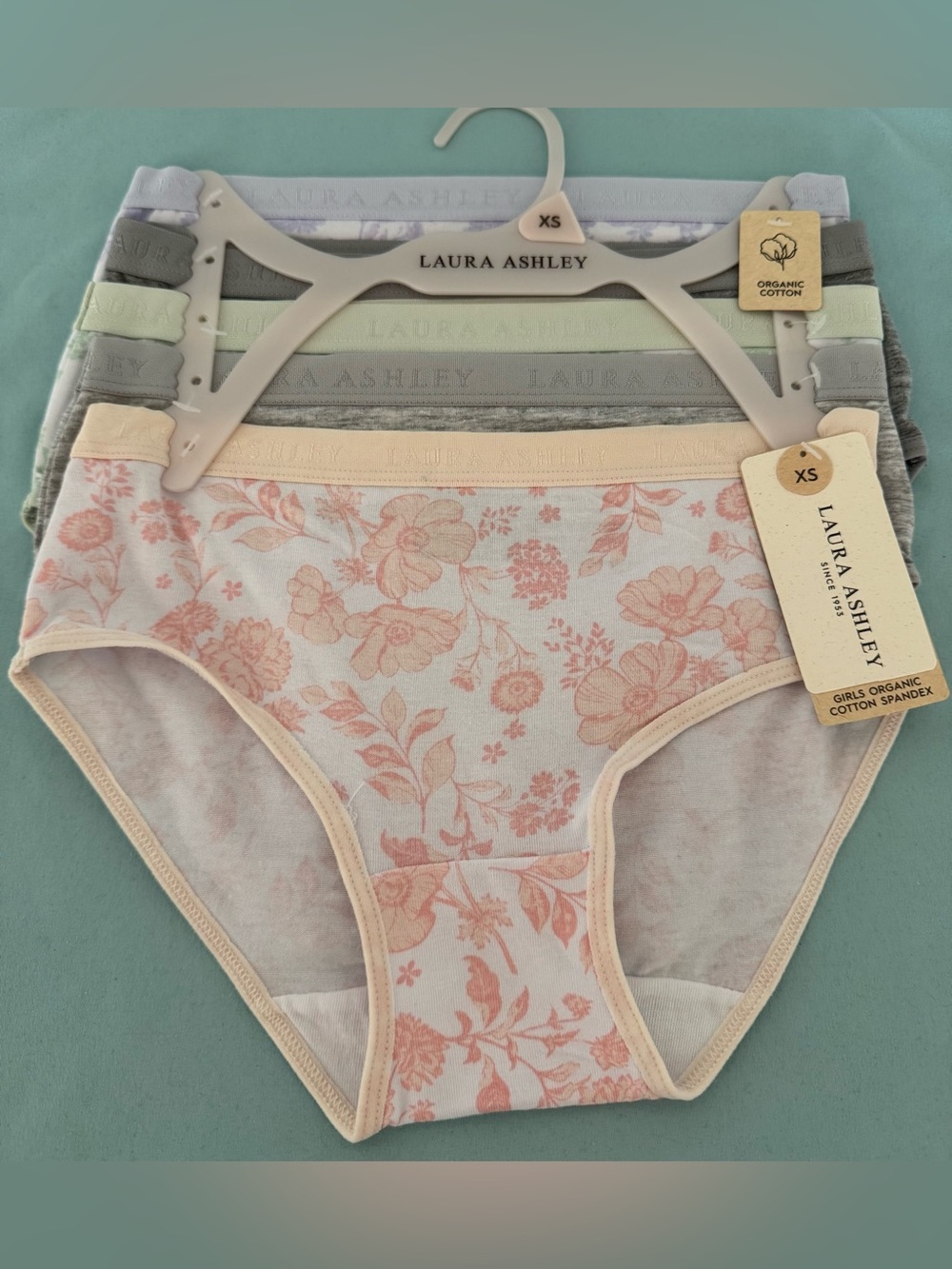 Laura Ashley 5-Pack Girls' Organic Cotton Spandex Briefs